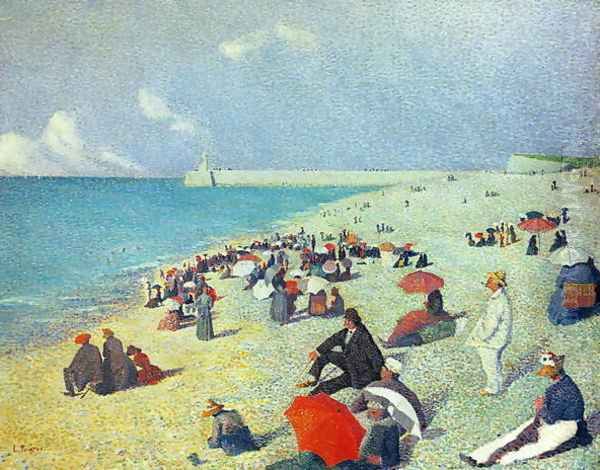 On The Beach Oil Painting by Leon Pourtau