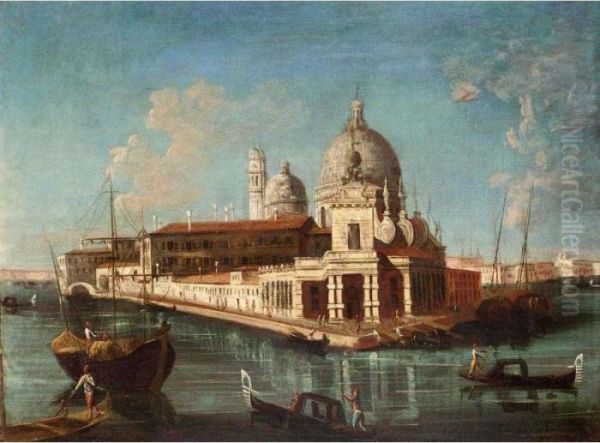 Venice, A View Of The Entrance Of The Grand Canal With Santa Maria Della Salute Behind Oil Painting by Michele Marieschi