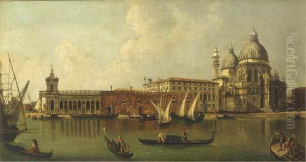 The Grand Canal, Venice, Looking South Towards Santa Maria Della Salute And The Dogana Oil Painting by Michele Marieschi