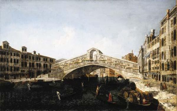 The Rialto Bridge, Venice Oil Painting by Michele Marieschi