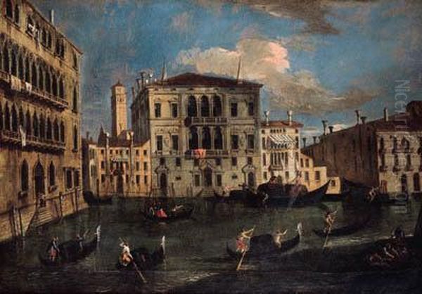 A View In Venice With Gondolas On A Canal Oil Painting by Michele Marieschi