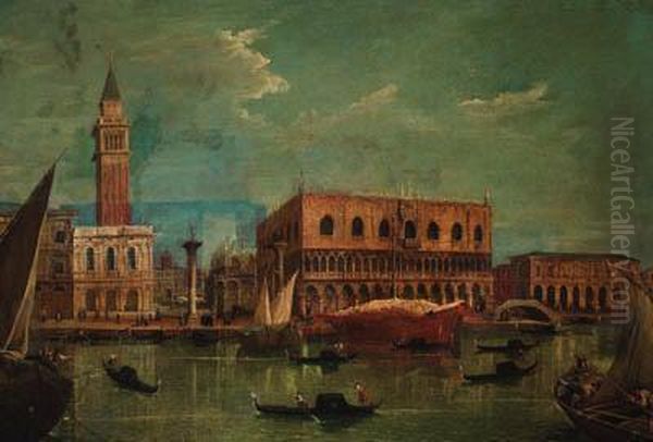 The Bacino Di San Marco, Venice, Looking Towards The Piazzetta Andthe Doge's Palace Oil Painting by Michele Marieschi