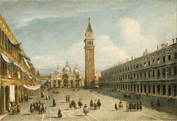 The Piazza San Marco, Venice, Looking East Along The Centralline Oil Painting by Michele Marieschi