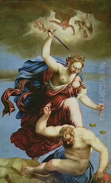 The Triumph of Justice over Rebellion Oil Painting by Giambattista Ponchino