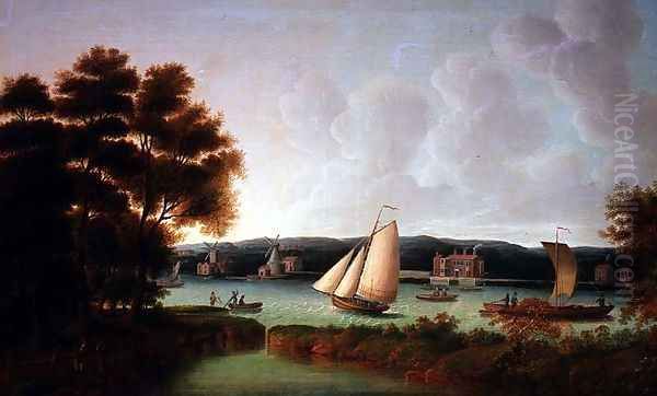 The Union Yacht off Battersea, c.1750 Oil Painting by Thomas Priest