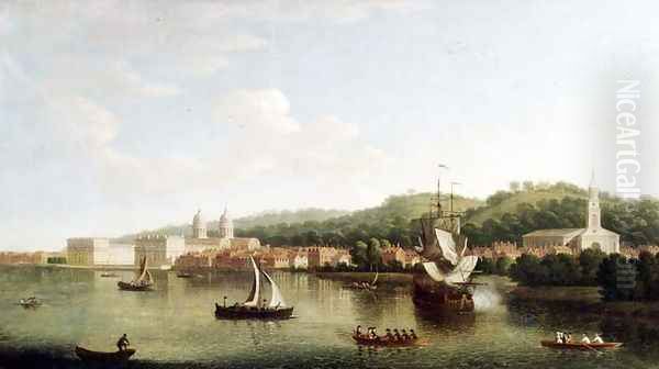 View of Greenwich Oil Painting by Thomas Priest