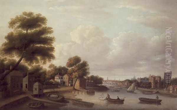 View of the Thames at Lambeth Palace Oil Painting by Thomas Priest