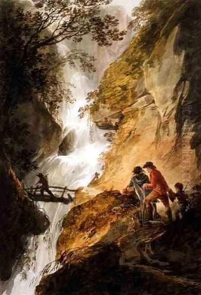 Landscape with a waterfall Oil Painting by William Payne