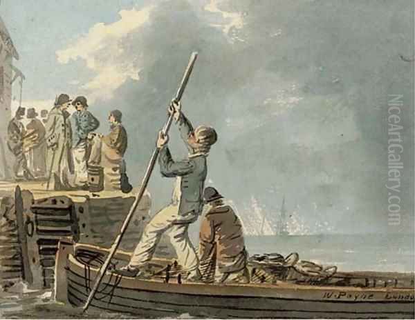 Casting off from the quay Oil Painting by William Payne