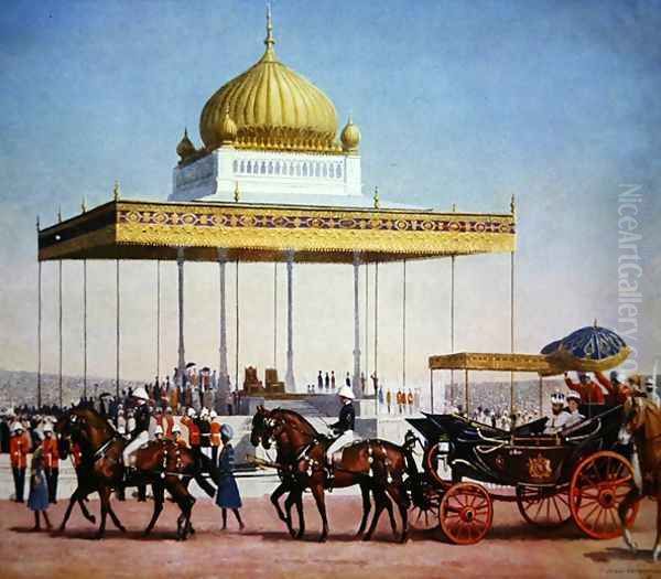 King George V at the Delhi Durbar, 1911 Oil Painting by Pemberton, John L.