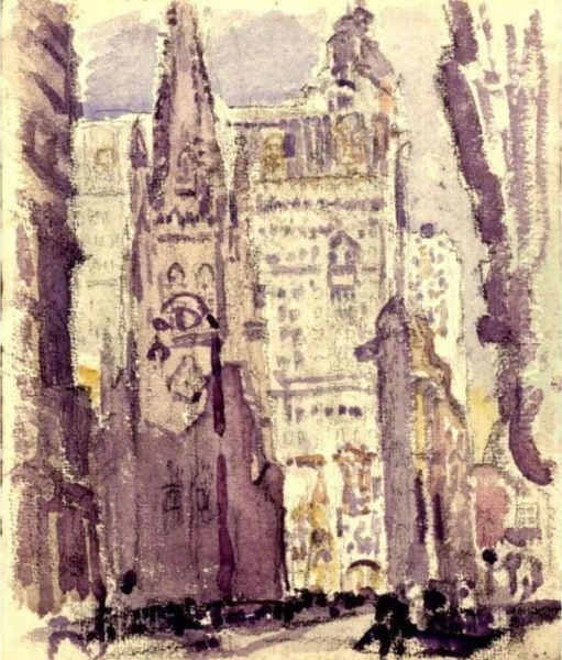 Trinity Church Oil Painting by John Marin