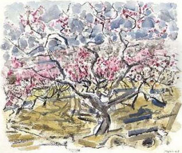 Peach Trees In Blossom, No. 1 Oil Painting by John Marin