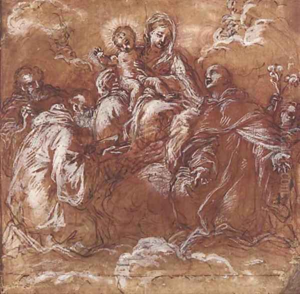 The Madonna and Child with Saints Oil Painting by Giuseppe Passeri