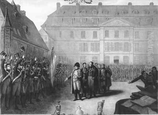 Napoleon 1769-1821 visiting the Ecole Polytechnique on 25th April 1815 Oil Painting by Melchior Peronard