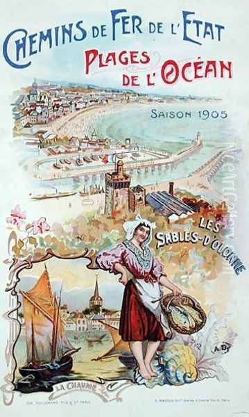 Les Sables dOlonne, poster advertising the Chemins de Fer de lEtat State Railways 1905 Oil Painting by Ploz