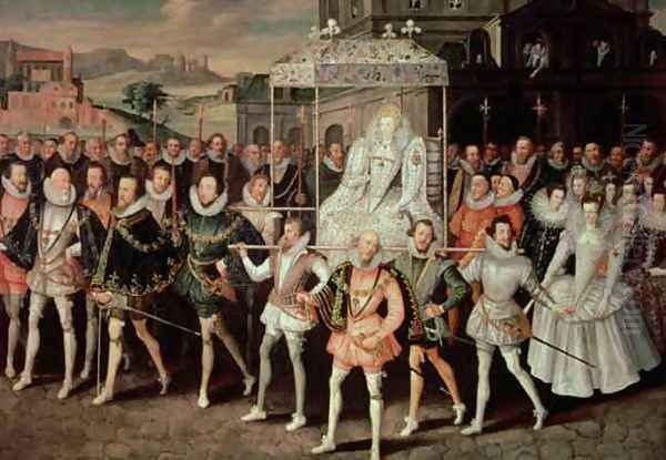 Queen Elizabeth I 1533-1603 being carried in Procession Eliza Triumphans c.1601 Oil Painting by Robert Peake