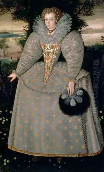 Portrait of Elizabeth Buxton nee Kemp c.1588-90 Oil Painting by Robert Peake