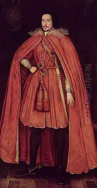 Edward Herbert, Lord Herbert of Cherbury, c.1604 42 Herbert of Cherbury, Edward Herbert, 1st Baron 1583-1648 in his robes as Knight of the Bath Oil Painting by Robert Peake