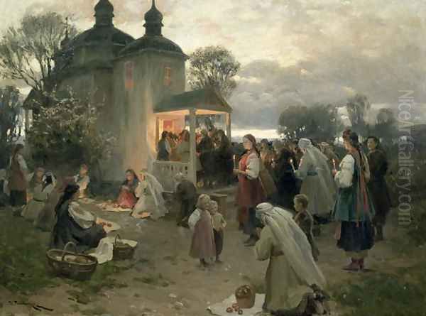 Easter Matins Oil Painting by Nikolai Pimonenko