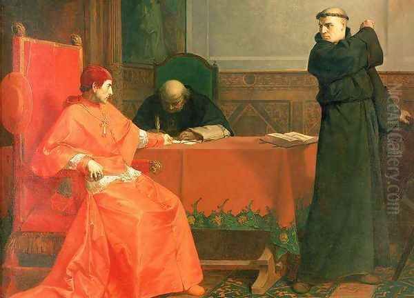 Luther in front of Cardinal Cajetan during the controversy of his 95 Theses, 1870 Oil Painting by Ferdinand Wilhelm Pauwels