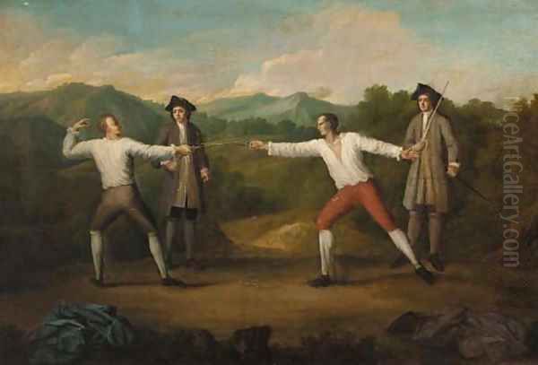 A duel Oil Painting by James Parmentier