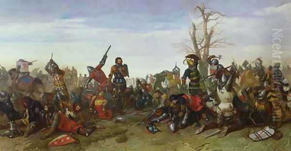 The Battle of Trente in 1350, 1857 Oil Painting by Octave Penguilly l'Haridon