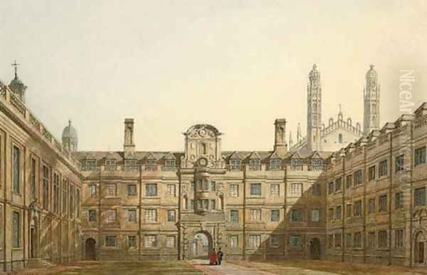 Clare College, Cambridge Oil Painting by George Pyne