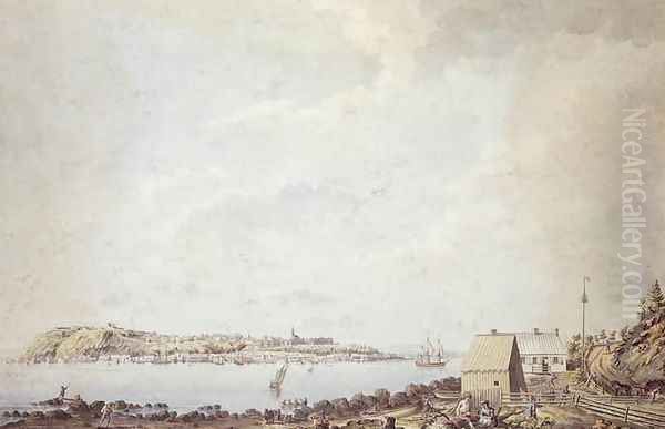 A View from the City of Quebec the Capital of Canada, Taken from the Ferry House on the Opposite Side of the River, 3rd October 1784 Oil Painting by James Peachey