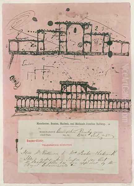 Great Exhibition, 1851 first sketch for the building, 1850 Oil Painting by Sir Joseph Paxton