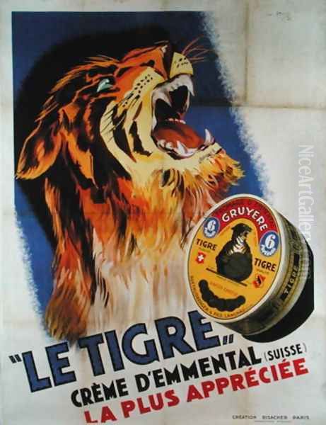 Poster advertising Le Tigre Swiss cheese from Emmental, 1931 Oil Painting by G. Preux