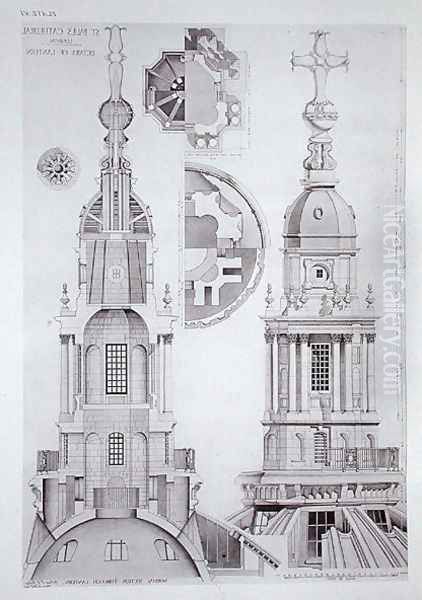 Drawings of the lantern of St. Pauls Cathedral, for St. Pauls Cathedral, London, Measured, Drawn and Described, published 1927 Oil Painting by Arthur F. E. Poley