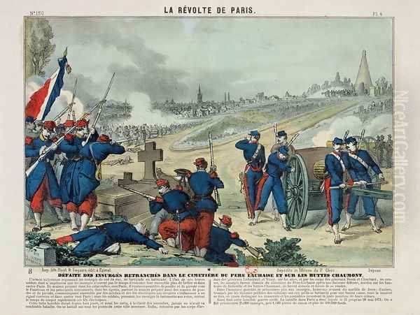 Defeat of the Rebels Entrenched in the Cemetery of Pere Lachaise and on Chaumont Hill, 1871 Oil Painting by Charles Francois Pinot