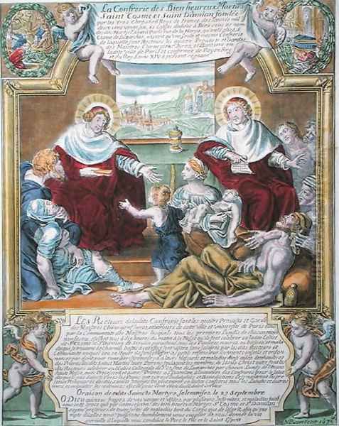 SS. Cosmas and Damian curing the poor, 1673 Oil Painting by N. Picart