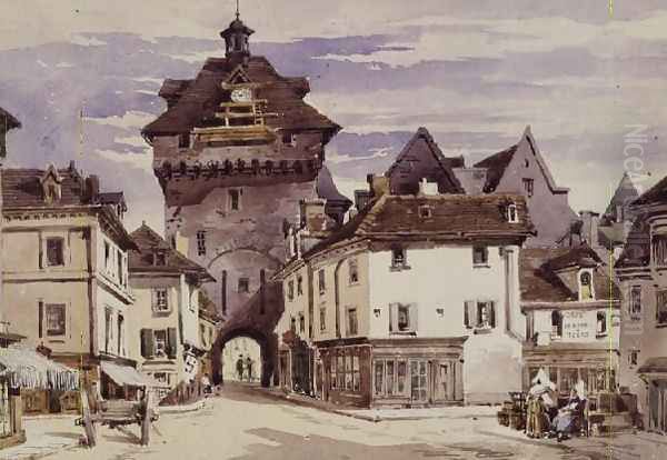 Street Scene in Loches, France Oil Painting by Charles Claude Pyne