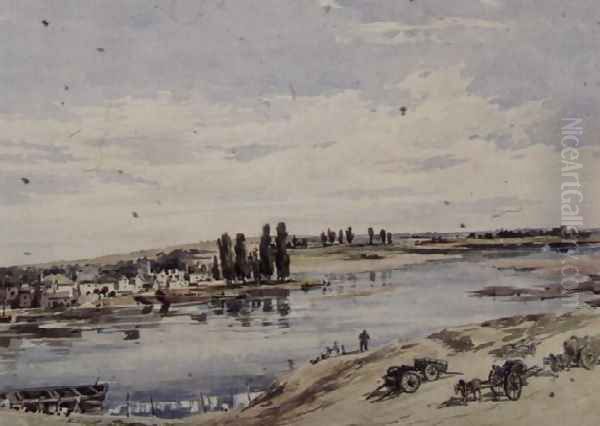 View of Amboise Oil Painting by Charles Claude Pyne