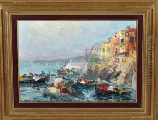 Marina Oil Painting by Francesco Marino Di