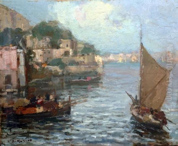 Marina Oil Painting by Francesco Marino Di