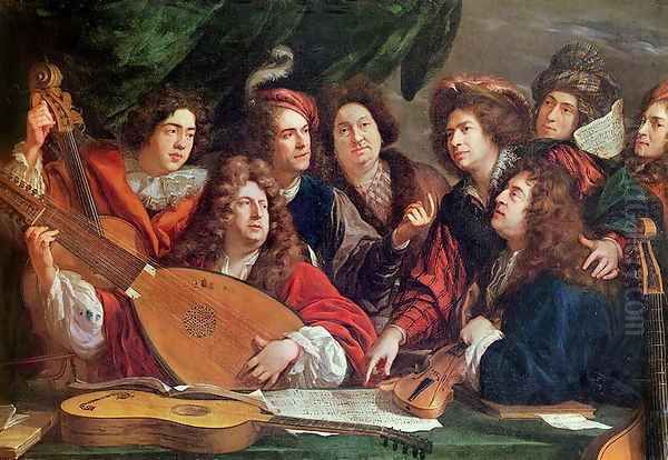 The Musical Society, 1688 Oil Painting by Francois Puget