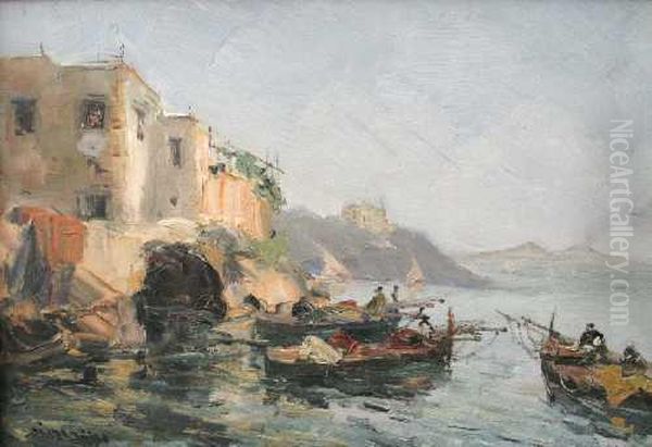 Boote An Der Kuste Bei Posillipo Oil Painting by Francesco Marino Di