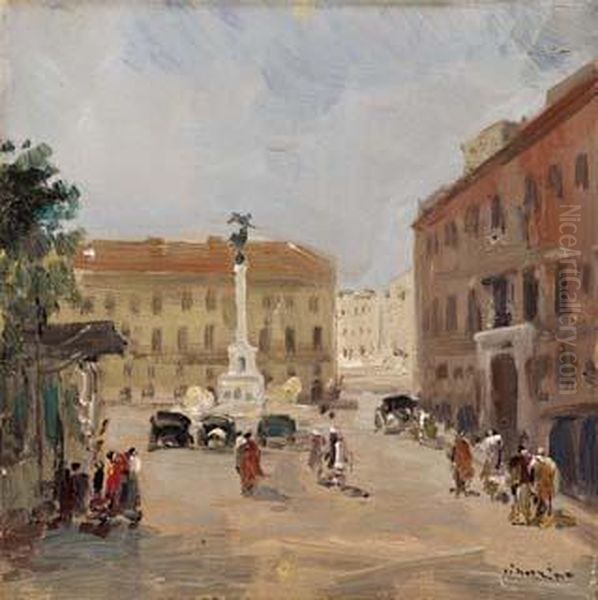 Napoli, Piazza Dei Martiri Oil Painting by Francesco Marino Di