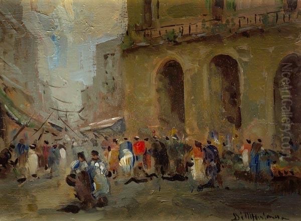 Mercato A Napoli Oil Painting by Francesco Marino Di