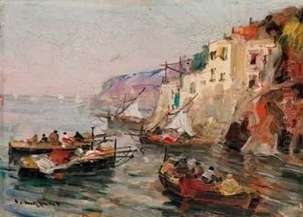 Pescatori Campani Oil Painting by Francesco Marino Di