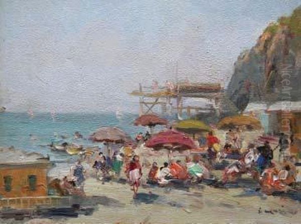 Bagni A Posillipo Oil Painting by Francesco Marino Di