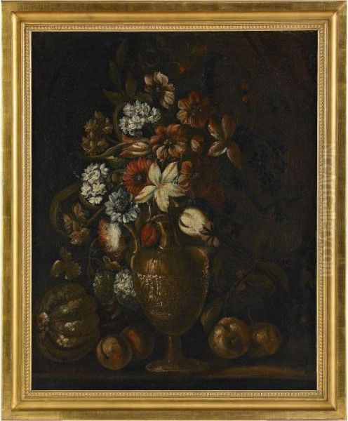 Blomsterstilleben Oil Painting by Mario Nuzzi Mario Dei Fiori