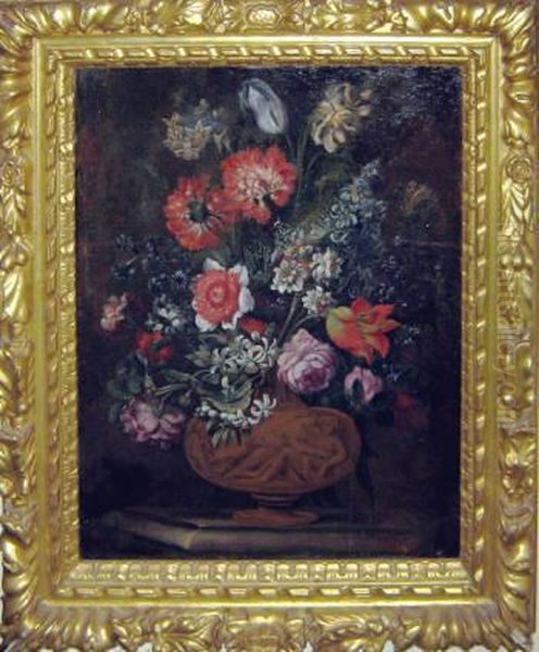 Nuzzi , 'still Life With Flowers', Oil On Canvas, 66cm X 52cm,framed Oil Painting by Mario Nuzzi Mario Dei Fiori