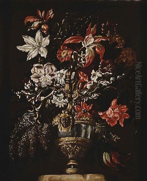 Jarron Con Flores Oil Painting by Mario Nuzzi Mario Dei Fiori