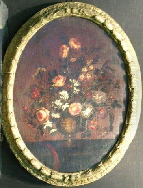 Pair Of Floral Still Lifes: Two Oil Painting by Mario Nuzzi Mario Dei Fiori