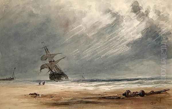 Storm Over a Coast Oil Painting by Giles Firman Phillips