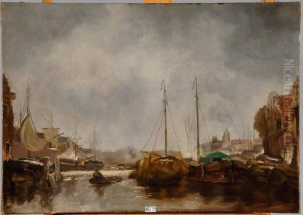 Coin D'un Port Anime Oil Painting by Jacob Henricus Maris