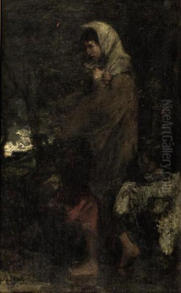 The Shepherdess And Her Sheep Oil Painting by Jacob Henricus Maris